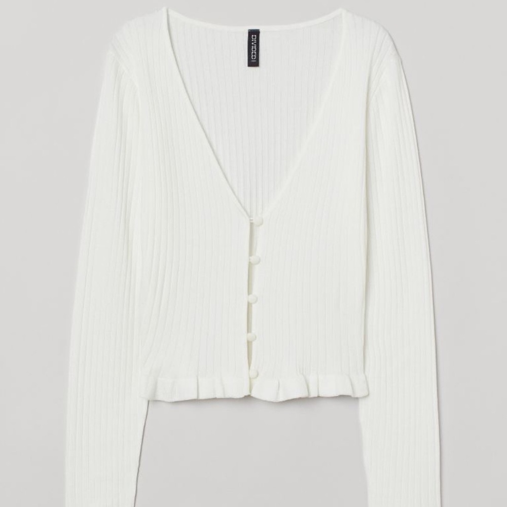 NEW H&M White Short Cardigan Long Sleeved Large